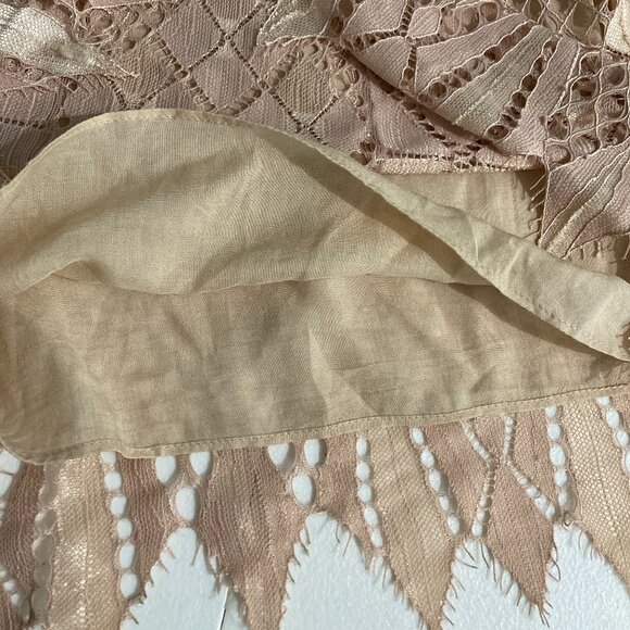 Free People Deco Lace Mini Dress Fairycore Bell Sleeve Ivory Combo Lined Size 4 - Picture 7 of 12